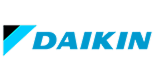 Daikin logo featuring stylized text in blue and white, representing a leading brand in air conditioning and refrigeration technology, symbolizing innovation and quality in climate control solutions.
