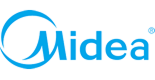 Midea logo featuring stylized text in blue and white, representing a leading brand in home appliances and air conditioning solutions, symbolizing innovation and quality in climate control technology.